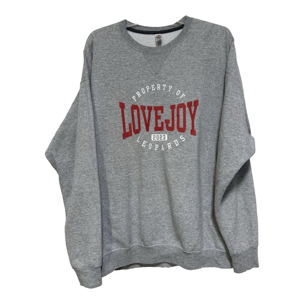 Lovejoy Crewneck Sweatshirt Fruit of the Loom Gray Graphic Adult XL Leopards